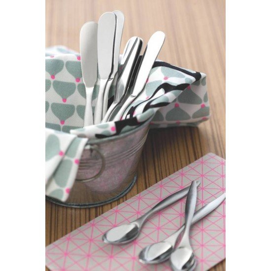 CONJUNTO DE COLHERES PARA CHA WIND EM ACO INOX ACABAMENTO BRILHO E FOSCO 6 PECAS TRAMONTINA