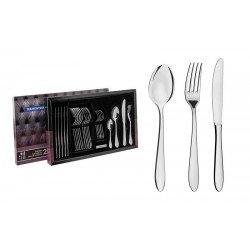 FAQUEIRO SATRI EM ACO INOX COM FACAS DE MESA ACABAMENTO ALTO BRILHO 24 PECAS TRAMONTINA