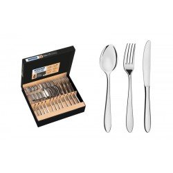 FAQUEIRO SATRI EM ACO INOX COM FACAS DE MESA ACABAMENTO ALTO BRILHO 24 PECAS TRAMONTINA