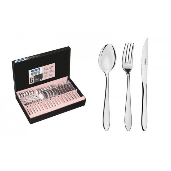 FAQUEIRO SATRI EM ACO INOX COM FACAS PARA CHURRASCO ACABAMENTO ALTO BRILHO 36 PECAS TRAMONTINA