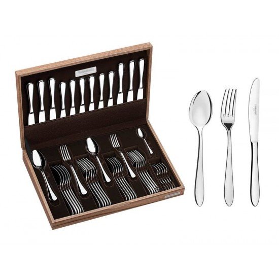 FAQUEIRO ACO INOX COM ESTOJO DE MADEIRA 42 PC TRAMONTINA
