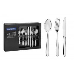 FAQUEIRO SATRI EM ACO INOX COM FACAS DE MESA ACABAMENTO ALTO BRILHO TRAMONTINA