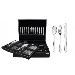 FAQUEIRO SATRI EM ACO INOX COM ESTOJO DE MADEIRA 101 PECAS TRAMONTINA