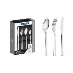 FAQUEIRO OSLO EM ACO INOX COM FACAS DE MESA ACABAMENTO ALTO BRILHO 24 PECAS TRAMONTINA