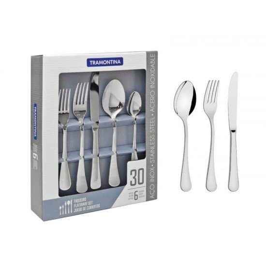 FAQUEIRO ACO INOX COM FACAS DE MESA FORJADAS 30 PC TRAMONTINA