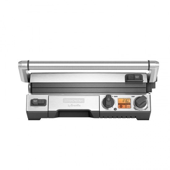 GRILL ELÉTRICO TRAMONTINA BY BREVILLE SMART EM AÇO INOX PRETO E PRATA