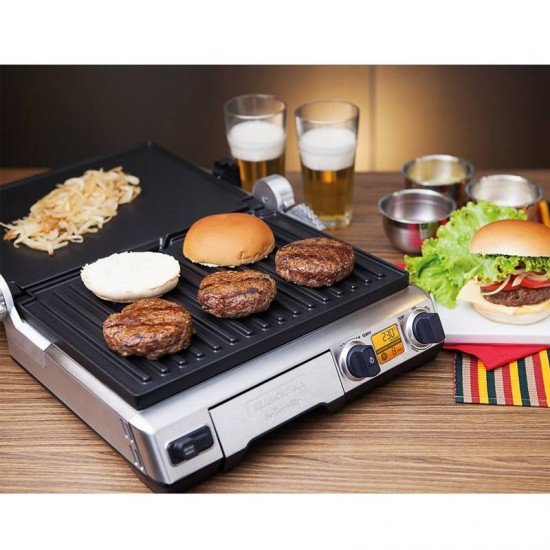 GRILL ELÉTRICO TRAMONTINA BY BREVILLE SMART EM AÇO INOX PRETO E PRATA