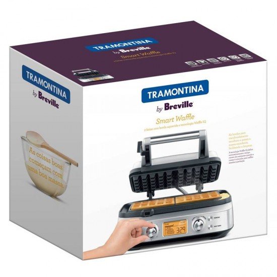 MÁQUINA DE WAFFLE SMART TRAMONTINA BY BREVILLE EM AÇO INOX PRATA