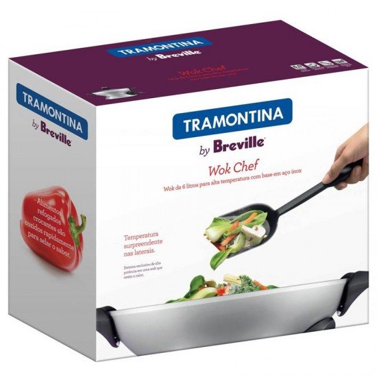 PANELA ELÉTRICA TRAMONTINA BY BREVILLE WOK CHEF ALUMÍNIO 6 LITROS