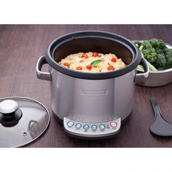 PANELA ELÉTRICA TRAMONTINA BY BREVILLE MULTI COOK EM AÇO INOX 3,7 LITROS PRATA E PRETO
