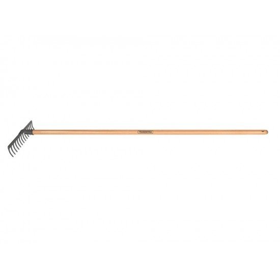 RASTELO ANCINHO METALICO CURVO PESADO 14 DENTES CABO MADEIRA 145CM TRAMONTINA