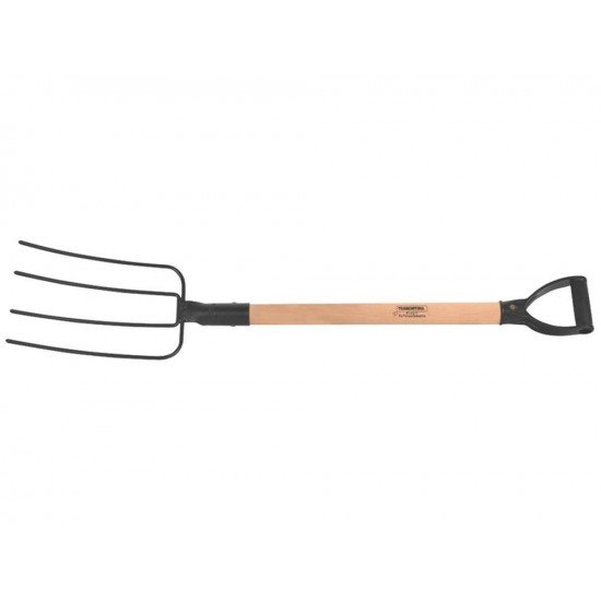 FORCADO METALICO DE ARAME 4 DENTES CABO DE MADEIRA DE 71CM EMPUNHADURA PLASTICA TRAMONTINA