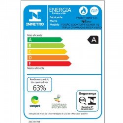 FOGAO COOKTOP FISCHER 1 BOCA TRIPLA CHAMA A GAS MESA VIDRO PRETO