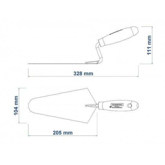 COLHER DE PEDREIRO METALICA QUADRADA DE 8 COM CABO DE MADEIRA TRAMONTINA