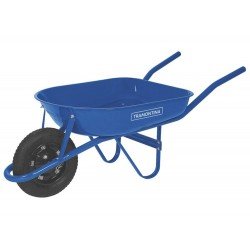 CARRINHO DE MAO BRACO METALICO CACAMBA METALICA REDONDA DE AZUL PNEU BORRACHA TRAMONTINA