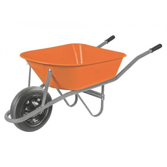 CARRINHO DE MAO BRACO METALICO CACAMBA PLASTICA FUNDA LARANJA PNEU MACICO BORRACHA TRAMONTINA