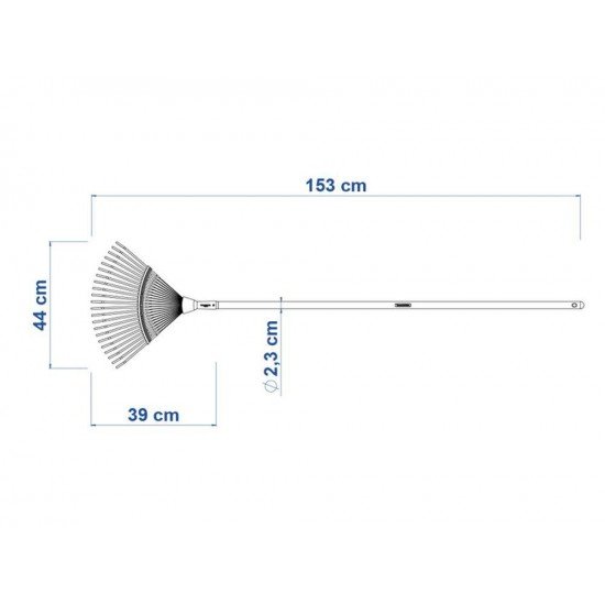 VASSOURA METALICA FIXA 22 DENTES COM CABO DE MADEIRA DE 120 CM PARAJARDIM PALHETA CHATA TRAMONTINA