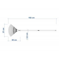 VASSOURA METALICA FIXA 18 DENTES COM CABO DE MADEIRA 120CM DESMO PARAJARDIM PALHETA CHATA TRAMONTINA