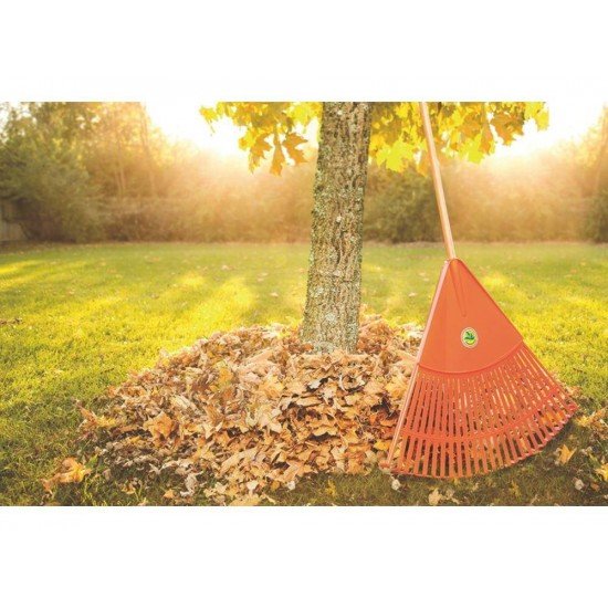 VASSOURA PLASTICA LARANJA 26 DENTES SEM CABO PARA JARDIM TRAMONTINA