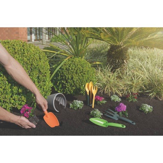CONJUNTO PARA JARDINAGEM EM PLASTICO AMARELO 3 PECAS TRAMONTINA