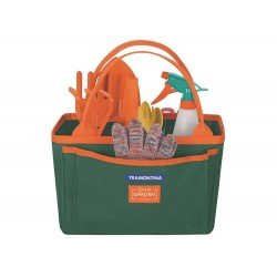 FERRAMENTAS PARA JARDIM EM BOLSA DE LONA COM ALCA PARA PRESENTE COM 14 PECAS TRAMONTINA