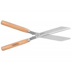 TESOURA PARA CERCA VIVA LAMINA METALICA SERRILHADA E POLIDA CABO DE MADEIRA TRAMONTINA