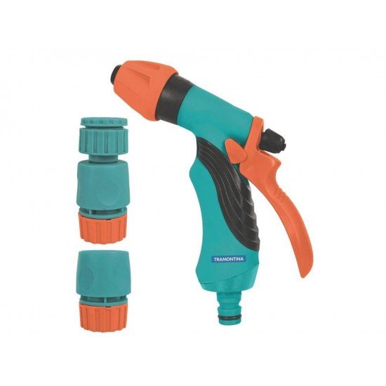 CONJ IRRIGACAO DE JARDIM COM 4 ENGATES RAPIDOS E 1 HIDROPISTOLA JATO PLASTICAS PARAJARDIM TRAMONTINA