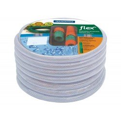 MANGUEIRA FLEX EM PVC TRANSPARENTE PARA JARDIM COM 15 METROS E COM ENGATES PLASTIC TRAMONTINA