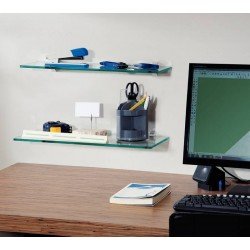 PRATELEIRA DE VIDRO GLASS RETA COM SUPORTE INJETADO 600X200X8 MM TRAMONTINA