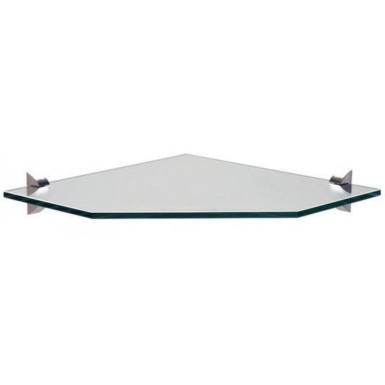 PRATELEIRA DE VIDRO GLASS QUADRA CANTO COM SUPORTE INJETADO 250X250X8MM TRAMONTINA
