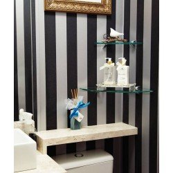 PRATELEIRA DE VIDRO GLASS QUADRA CANTO COM SUPORTE INJETADO 250X250X8MM TRAMONTINA