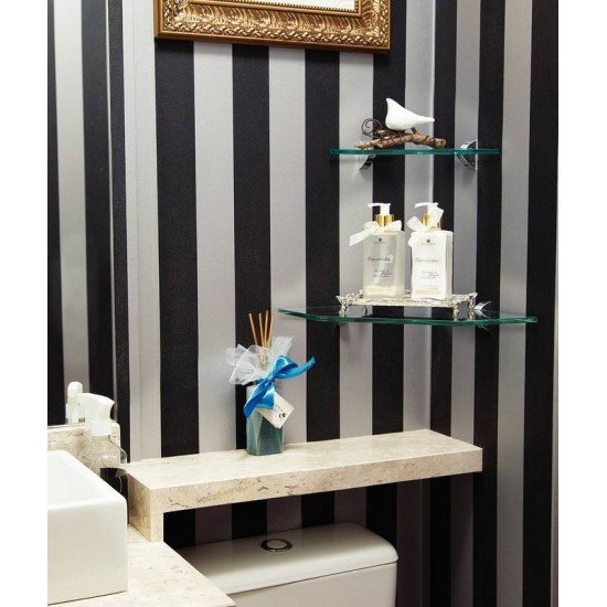 PRATELEIRA DE VIDRO GLASS QUADRA CANTO COM SUPORTE INJETADO 250X250X8MM TRAMONTINA