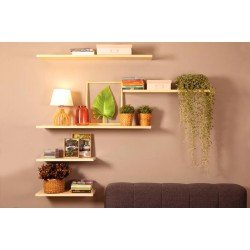 PRATELEIRA ELITE EM MADEIRA PINUS COM ACABAMENTO COR MAPLE E SUPORTE INVISÍVEL 900X250X25 MM TRAMONTINA