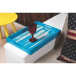 BANDEJA LINHA COLOR MODELO AZUL TODA EM MADEIRA COM ACABAMENTO RUSTICO TRAMONTINA