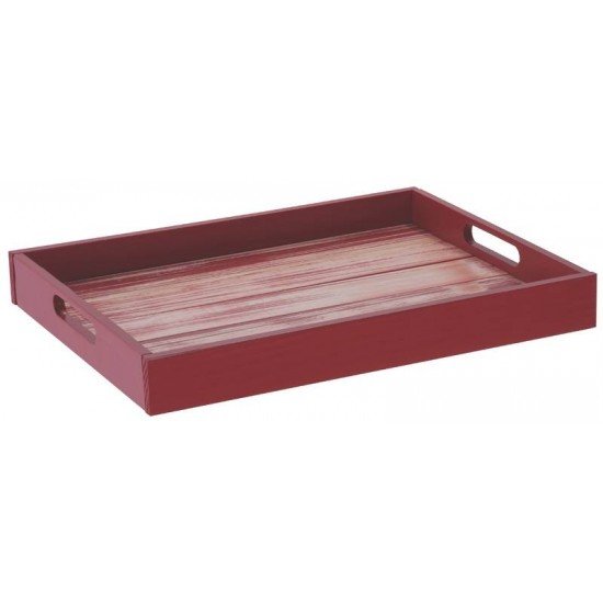 BANDEJA LINHA COLOR MODELO VERMELHA TODA EM MADEIRA COM ACABAMENTO RUSTICO TRAMONTINA