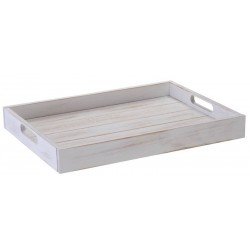 BANDEJA LINHA COLOR MODELO BRANCA TODA EM MADEIRA COM ACABAMENTO RUSTICO TRAMONTINA