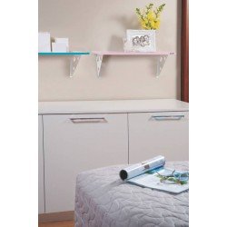 PRATELEIRA COLOR MADEIRA PINUS BRANCA BORDA EM PVC ROSA E SUPORTE METALICO 600X250X15 MM TRAMONTINA