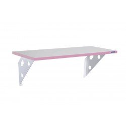 PRATELEIRA COLOR MADEIRA PINUS BRANCA BORDA EM PVC ROSA E SUPORTE METALICO 600X250X15 MM TRAMONTINA