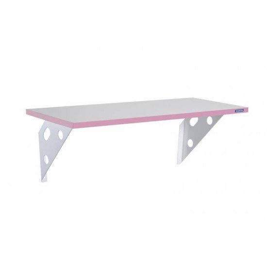 PRATELEIRA COLOR MADEIRA PINUS BRANCA BORDA EM PVC ROSA E SUPORTE METALICO 600X250X15 MM TRAMONTINA