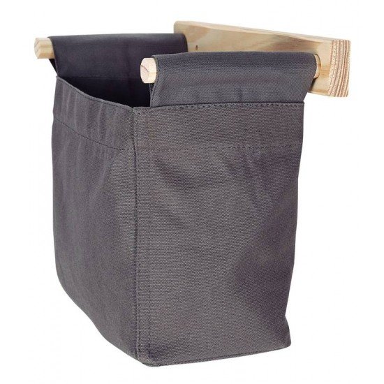 ORGANIZADOR DE PAREDE EM LONA CINZA COM SUPORTE DE MADEIRA TRAMONTINA