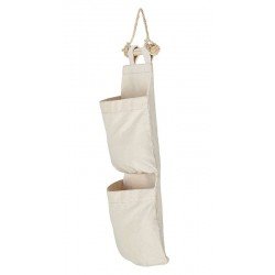 ORGANIZADOR TRAMONTINA EM LONA NATURAL COM 2 BOLSOS E CORDA PARA PENDURAR