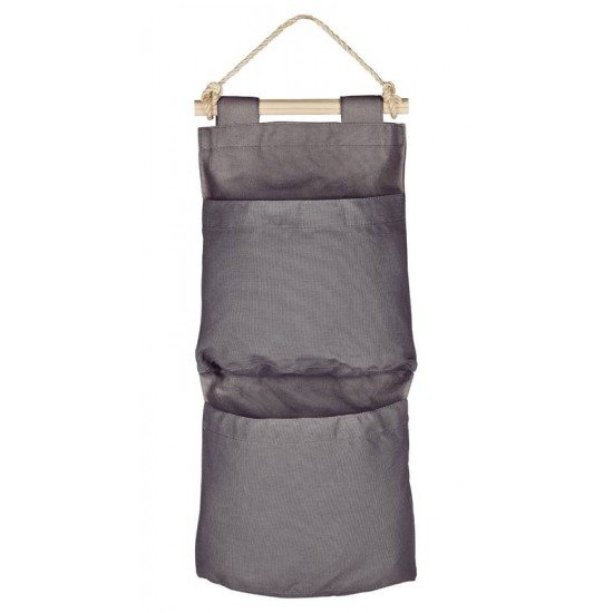ORGANIZADOR TRAMONTINA EM LONA CINZA COM 2 BOLSOS E CORDA PARA PENDURAR