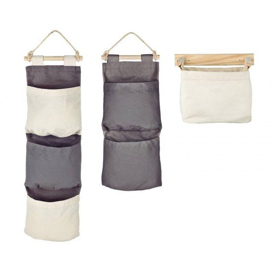 ORGANIZADOR TRAMONTINA EM LONA COM 3 BOLSOS E CORDA PARA PENDURAR