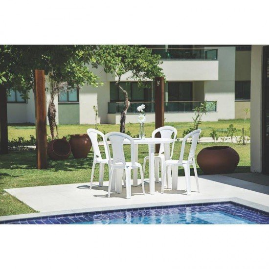 KIT 4 CADEIRAS PLASTICA MONOBLOCO TORRES ECONOMY BRANCA TRAMONTINA