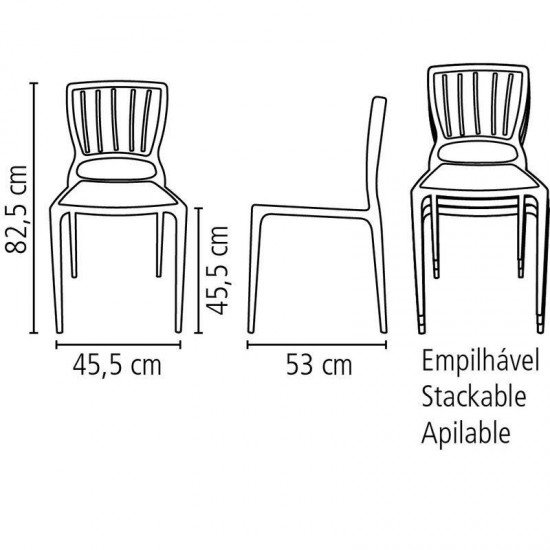 CADEIRA PLASTICA MONOBLOCO SOFIA MARINER ENCOSTO VAZADO VERTICAL