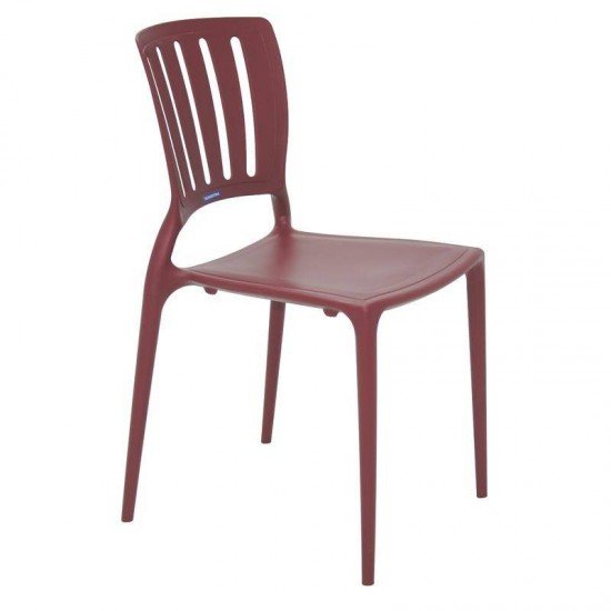 CADEIRA PLASTICA MONOBLOCO SOFIA MARSALA ENCOSTO VAZADO VERTICAL