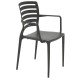 CADEIRA PLASTICA MONOBLOCO COM BRACOS SOFIA MARROM ENCOSTO VAZADO HORIZONTAL
