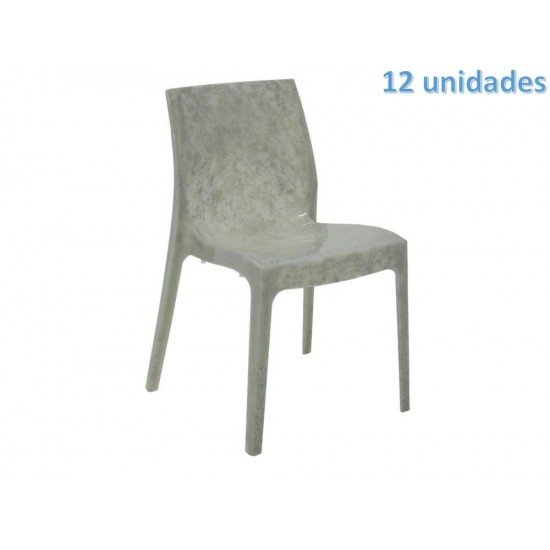 KIT 12 CADEIRAS PLASTICA MONOBLOCO ALICE MADRE PEROLA ESMERALDA TRAMONTINA