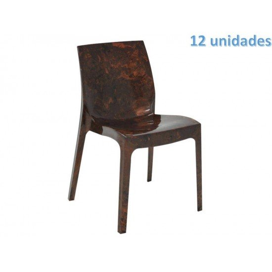 KIT 12 CADEIRAS PLASTICA MONOBLOCO ALICE MARRON MOGNO TRAMONTINA