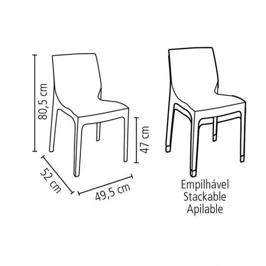 CADEIRA PLASTICA MONOBLOCO ALICE AMARELA SATINADA